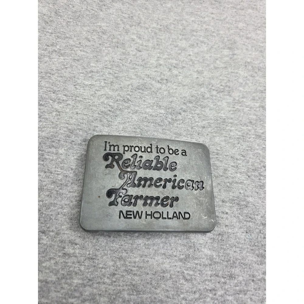 Vintage 1982 Proud to be a Reliable American Farmer New Holland Belt Buckle